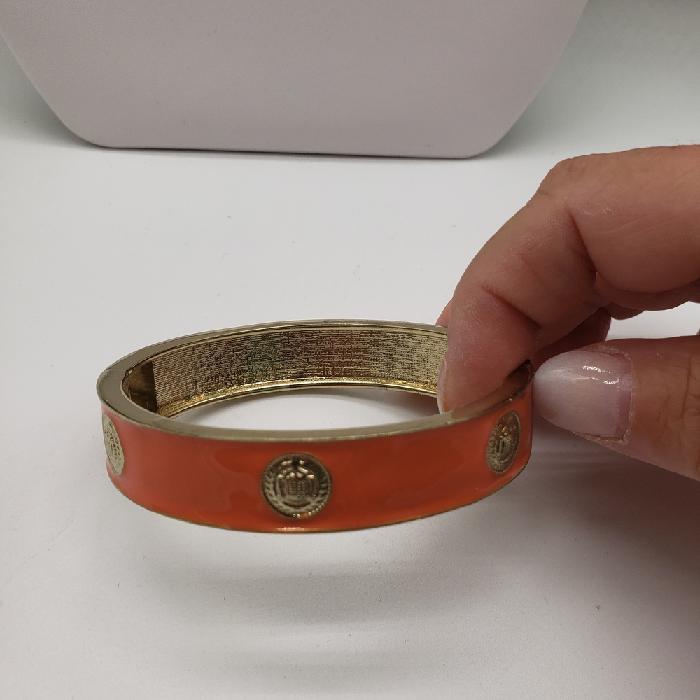 Orange and Gold Accent Bangle Bracelet